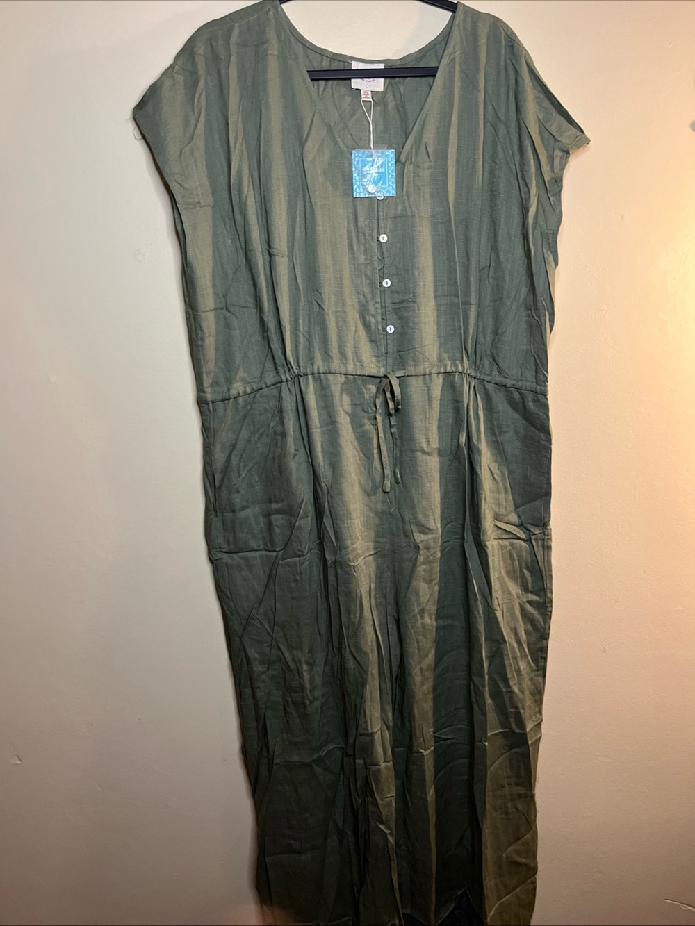 NWT Hayden Olive Green Maxi Dress with Drawstring Waist